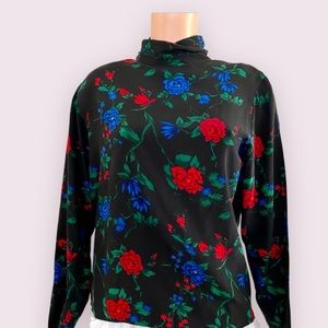Vintage Alcott & Andrews 100% Silk Bright Floral Blouse Size 6